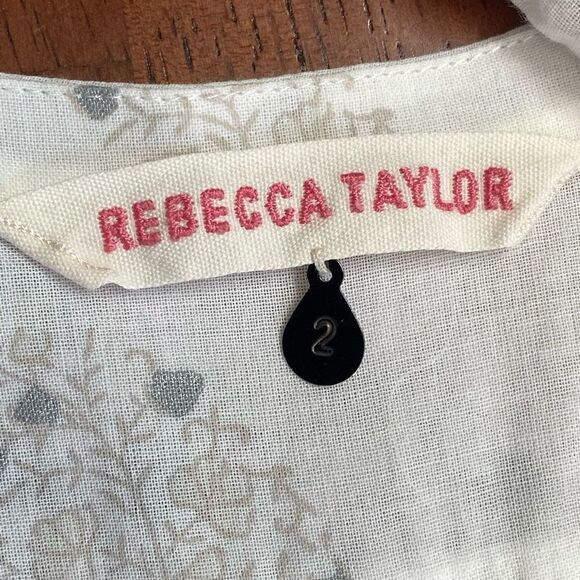 Rebecca Taylor white cotton lightweight neutral floral tunic blouse top size 2 - Picture 3 of 16